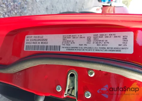 2024 Ram 2500 Tradesman 4X4 6'4 Box from USA, damaged, VIN 3C6UR5CJ6RG325258